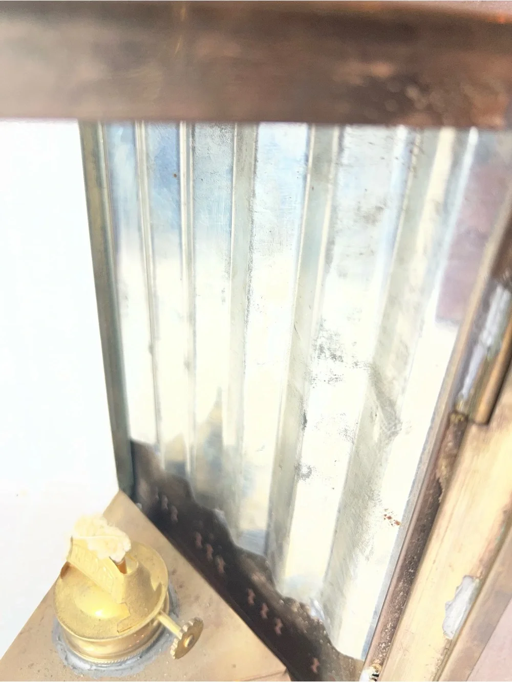 Vintage Brass Wedge Ships Lantern Made in Brittany
